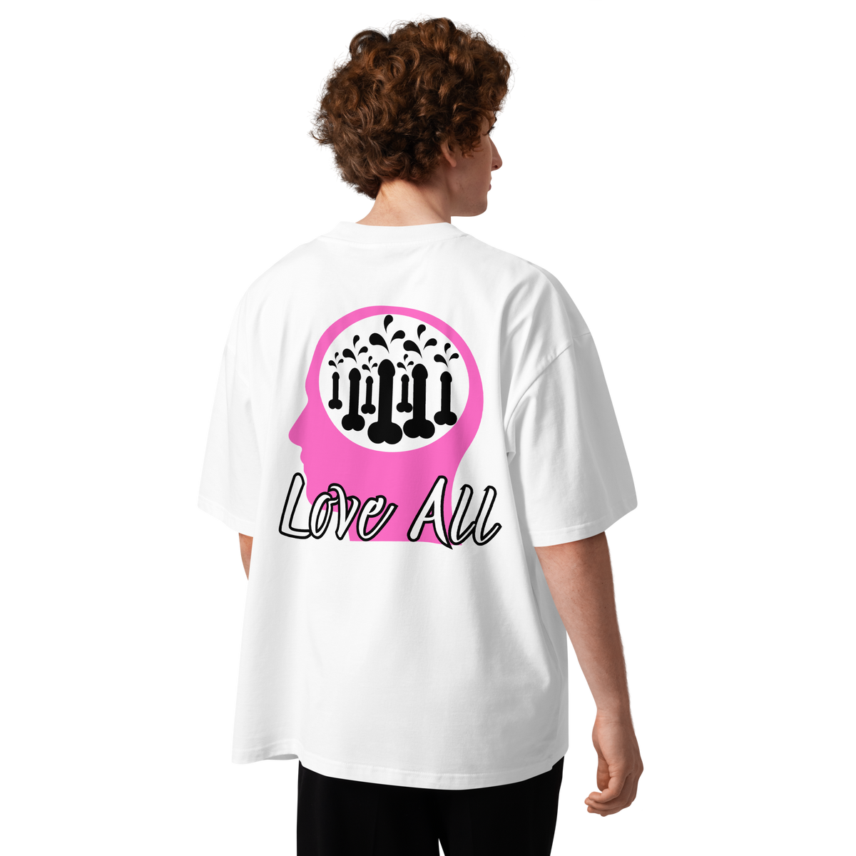 Pink'd stained brain (🍆) Love for all tee